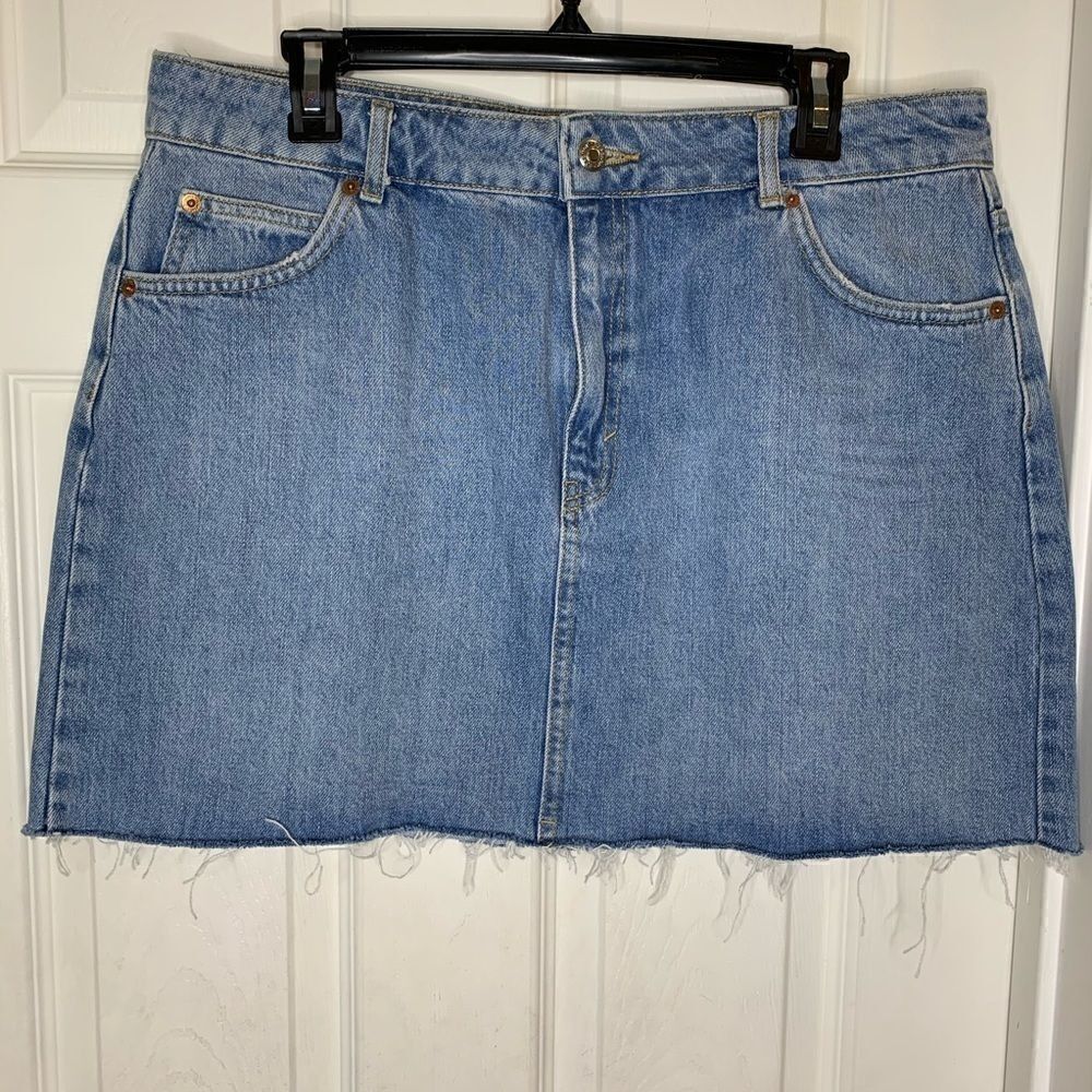 Topshop Raw Hem Jean Skirt